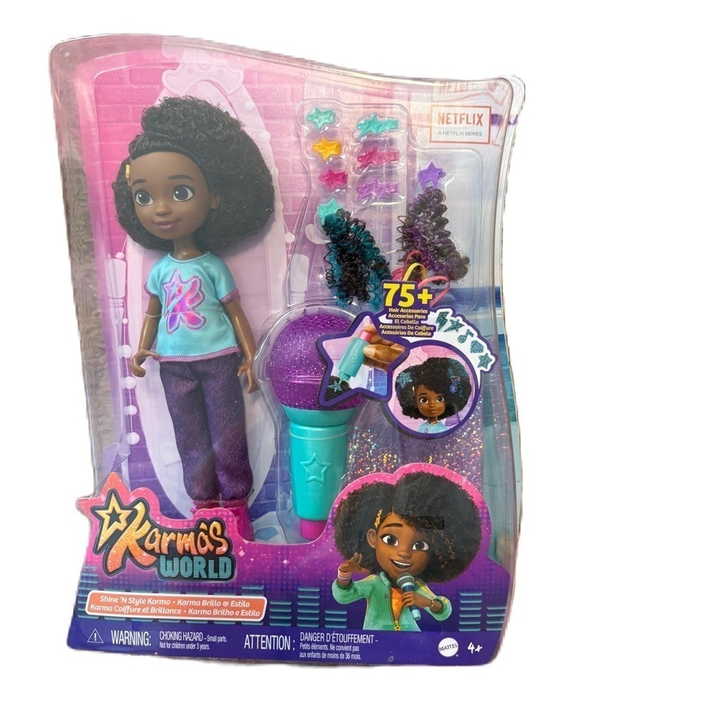 Karma’s World Shine N’ Style Doll NEW Microphone Hair Toy